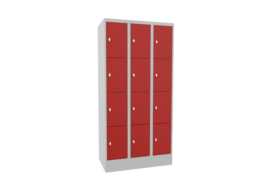 Produktbild PAVOY Schließfachschrank mit Sockel 1850x900x500 mm 12 Fächer RAL 7035/3000