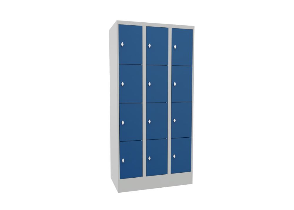Produktbild PAVOY Schließfachschrank mit Sockel 1850x900x500 mm 12 Fächer RAL 7035/5010