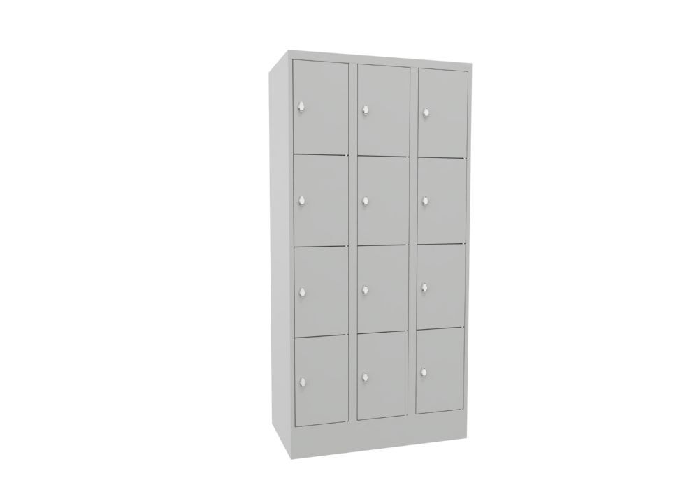 Produktbild PAVOY Schließfachschrank mit Sockel 1850x900x500 mm 12 Fächer RAL 7035