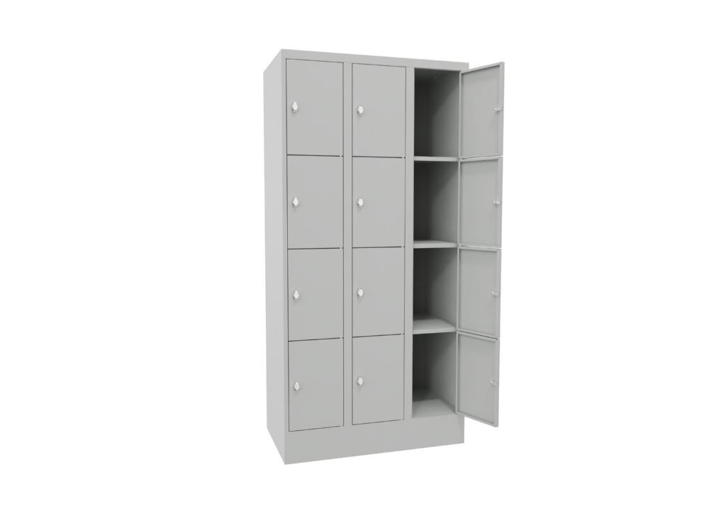 Produktbild Schließfachschrank mit Sockel, 1850x900x500 mm, 12 Fächer, RAL 7035 bild 2