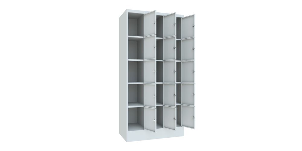 Produktbild Schließfachschrank mit Sockel, 1850x900x500 mm, 15 Fächer, RAL 7035 bild 2