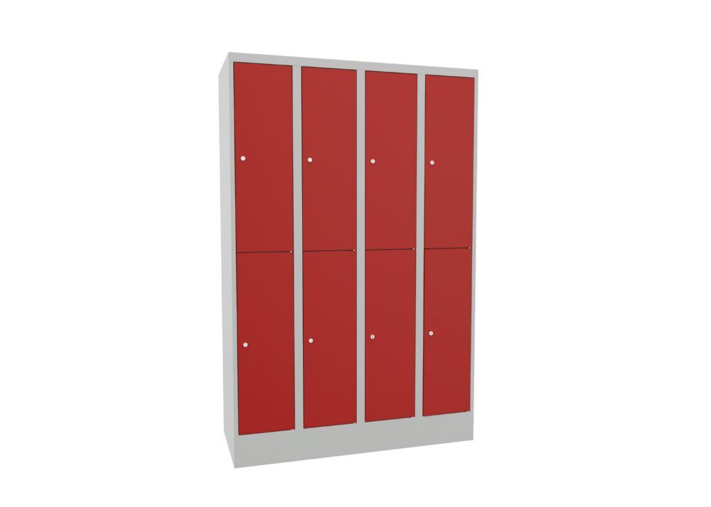 Produktbild Schließfachschrank mit Sockel, 1850x1200x500 mm, 8 Fächer, RAL 7035/3000 bild 2