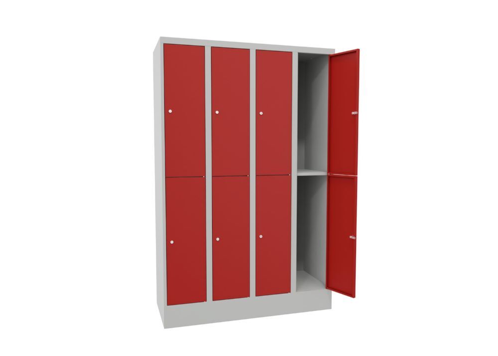 Produktbild Schließfachschrank mit Sockel, 1850x1200x500 mm, 8 Fächer, RAL 7035/3000 bild 3