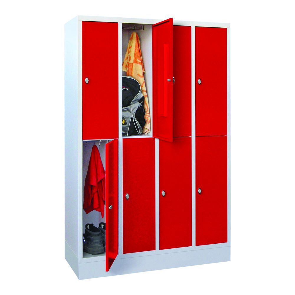 Produktbild PAVOY Schließfachschrank mit Sockel 1850x1200x500 mm 8 Fächer RAL 7035/3000