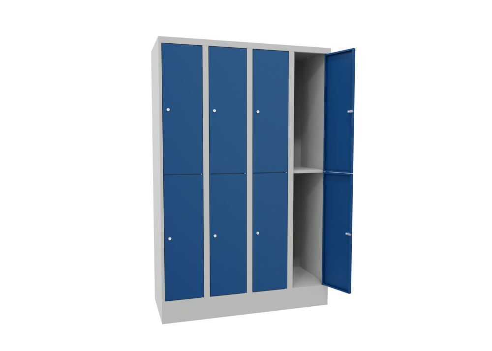 Produktbild Schließfachschrank mit Sockel, 1850x1200x500 mm, 8 Fächer, RAL 7035/5010 bild 2