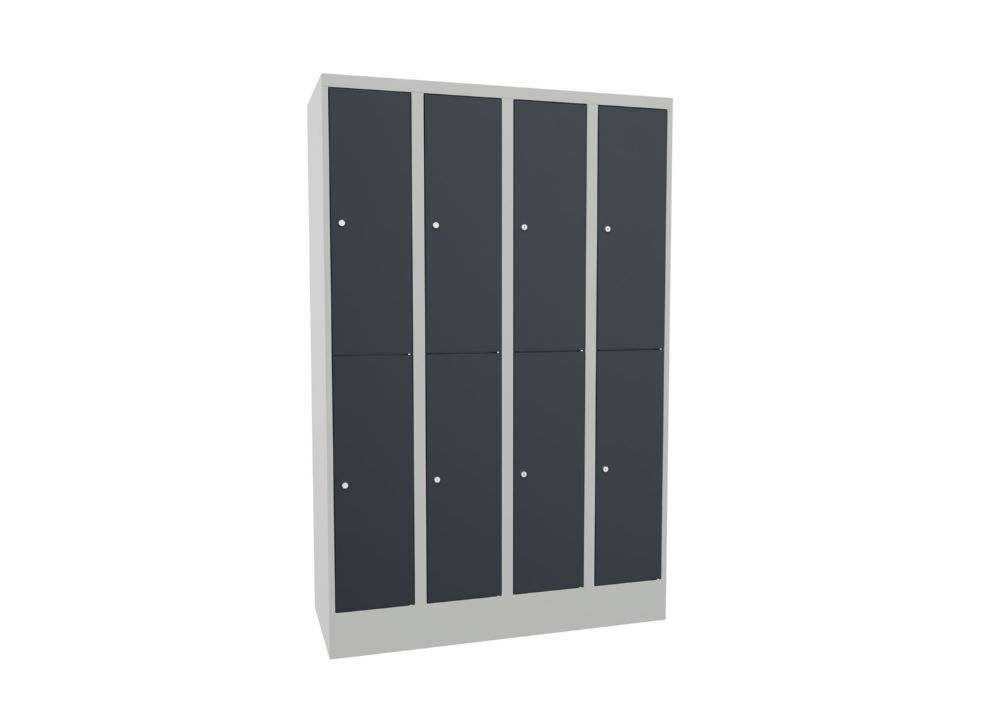 Produktbild PAVOY Schließfachschrank mit Sockel 1850x1200x500 mm 8 Fächer RAL 7035/7016
