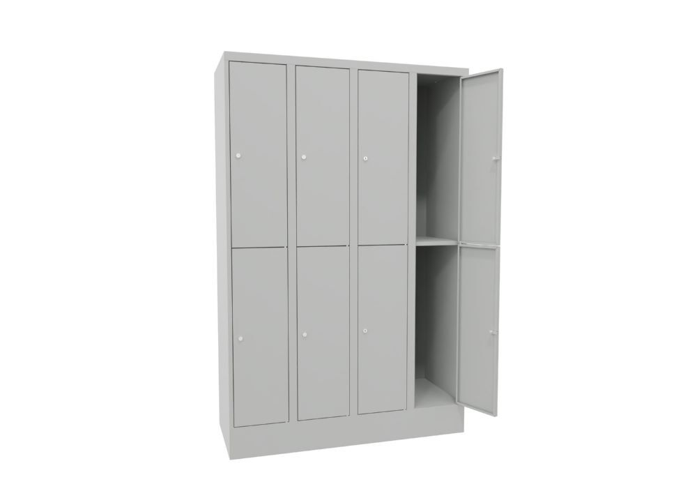 Produktbild Schließfachschrank mit Sockel, 1850x1200x500 mm, 8 Fächer, RAL 7035 bild 2