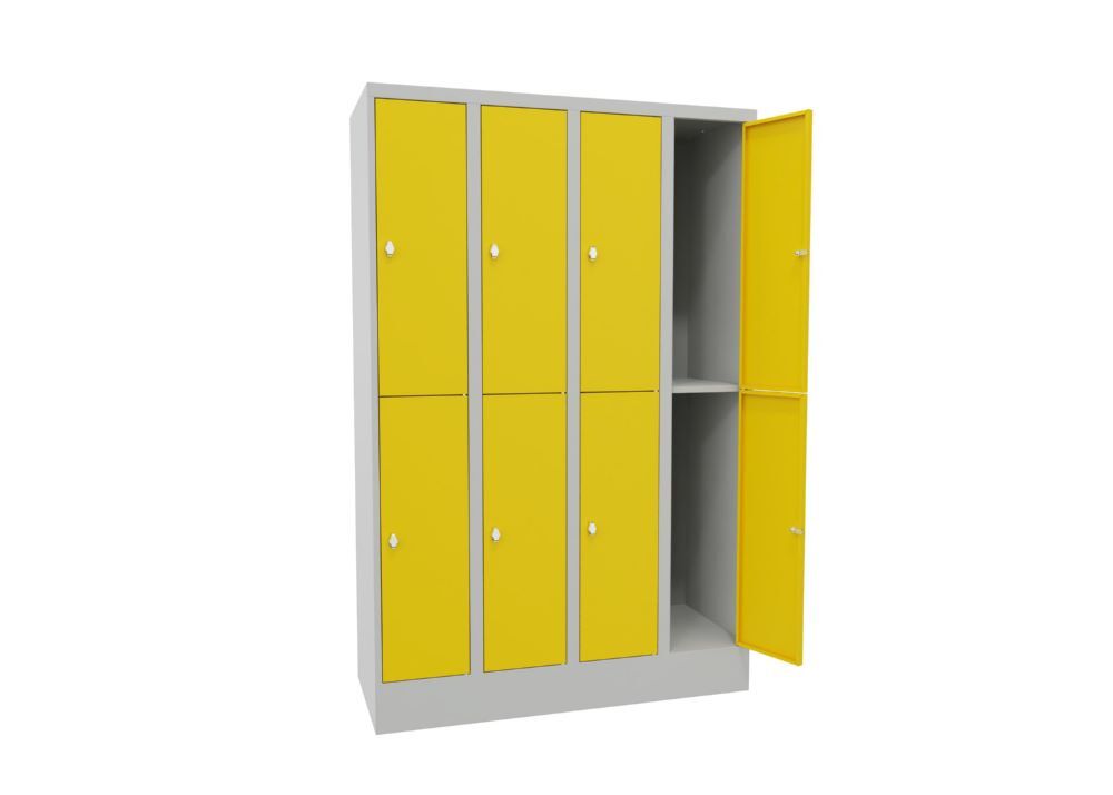 Produktbild Schließfachschrank mit Sockel, 1850x1200x500 mm, 8 Fächer, RAL 7035/1018 bild 2