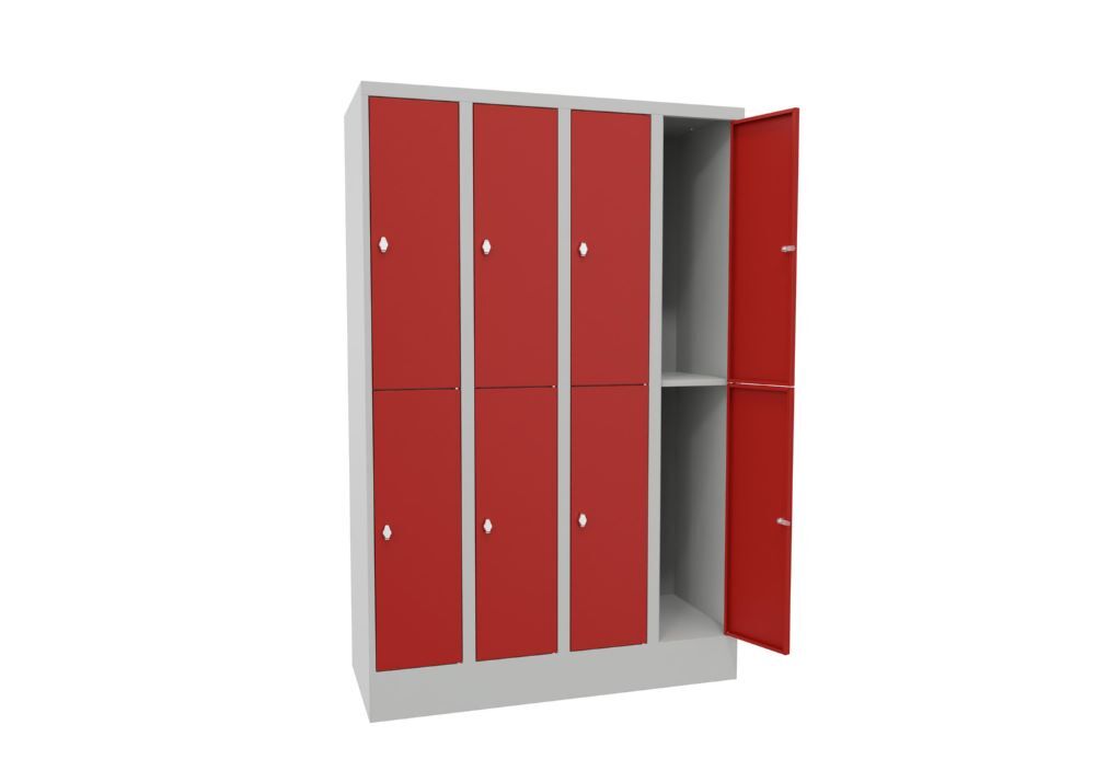Produktbild Schließfachschrank mit Sockel, 1850x1200x500 mm, 8 Fächer, RAL 7035/3000 bild 2
