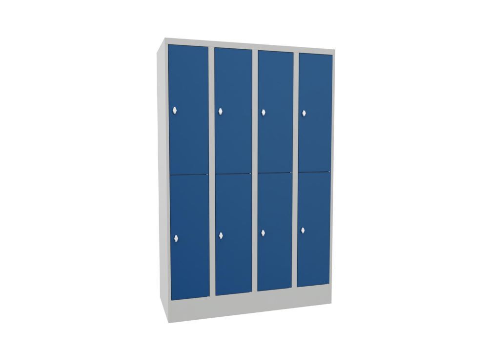 Produktbild Schließfachschrank mit Sockel, 1850x1200x500 mm, 8 Fächer, RAL 7035/5010 bild 2