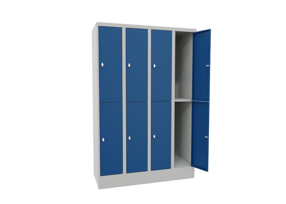 Produktbild Schließfachschrank mit Sockel, 1850x1200x500 mm, 8 Fächer, RAL 7035/5010 bild 3