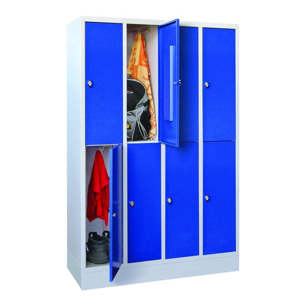 Produktbild PAVOY Schließfachschrank mit Sockel 1850x1200x500 mm 8 Fächer RAL 7035/5010
