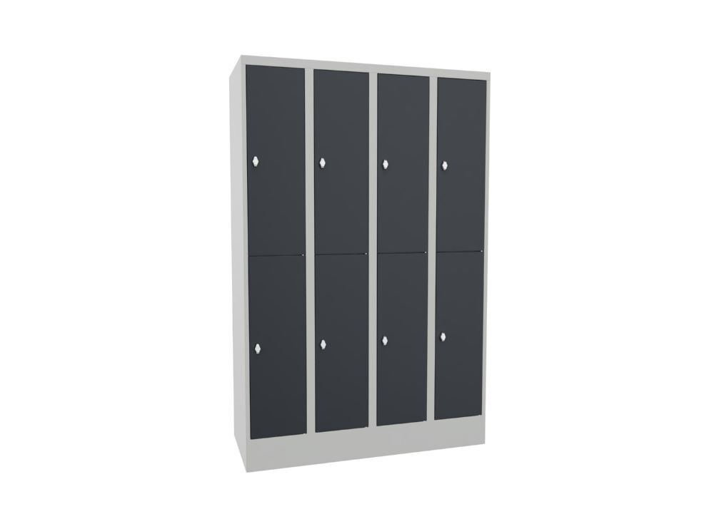 Produktbild Schließfachschrank mit Sockel, 1850x1200x500 mm, 8 Fächer, RAL 7035/7016 bild 2