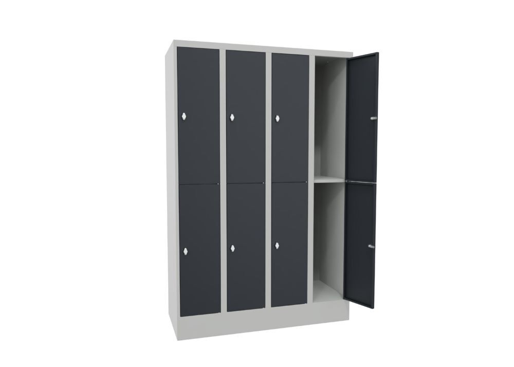 Produktbild Schließfachschrank mit Sockel, 1850x1200x500 mm, 8 Fächer, RAL 7035/7016 bild 3