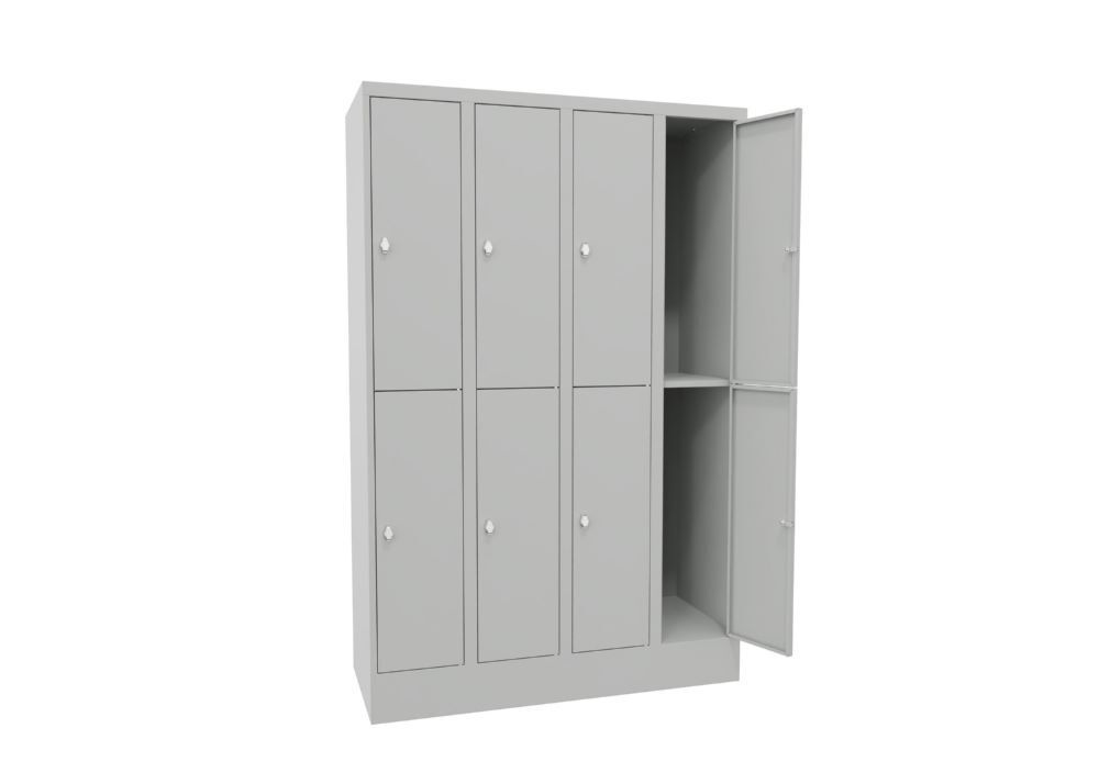 Produktbild Schließfachschrank mit Sockel, 1850x1200x500 mm, 8 Fächer, RAL 7035 bild 2