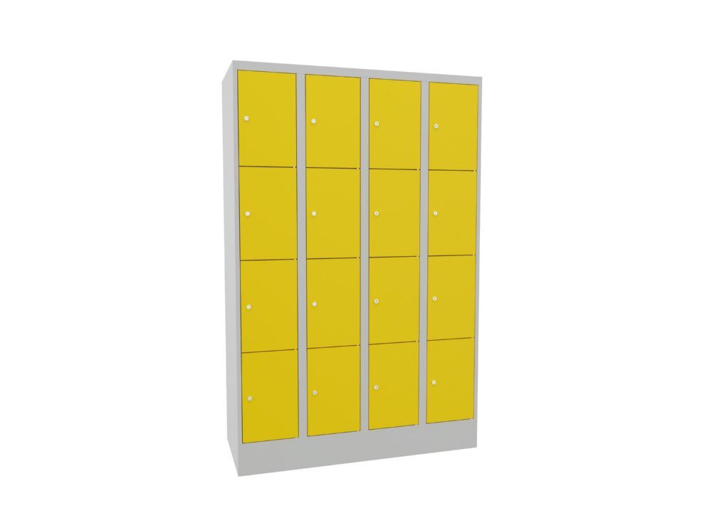 Produktbild Schließfachschrank mit Sockel, 1850x1200x500 mm, 16 Fächer, RAL 7035/1018 bild 2