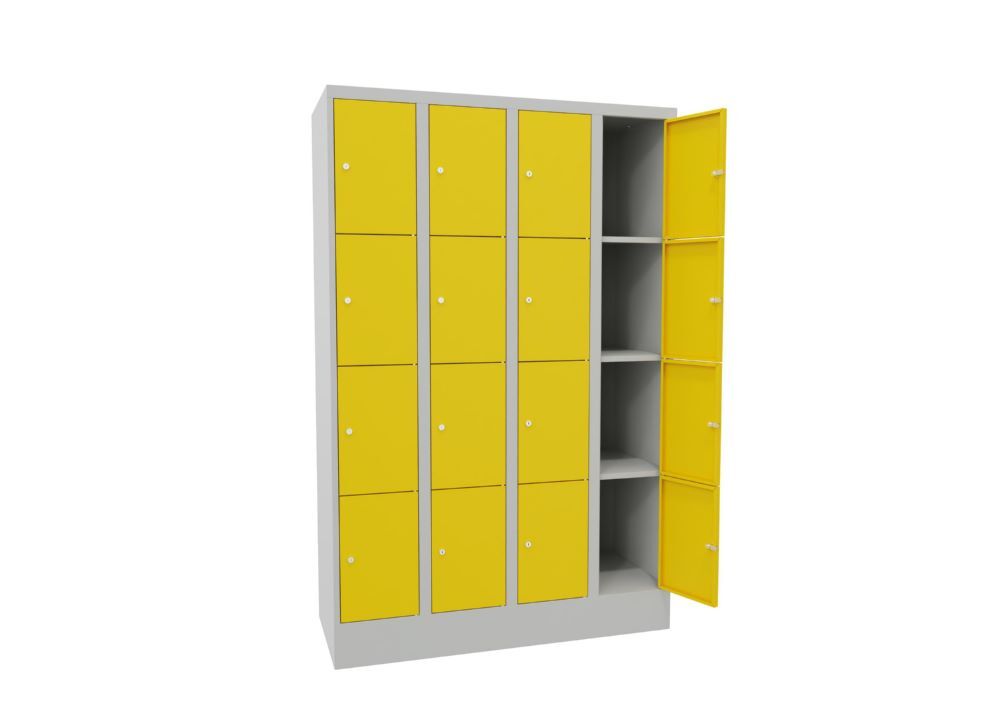 Produktbild PAVOY Schließfachschrank mit Sockel 1850x1200x500 mm 16 Fächer RAL 7035/1018