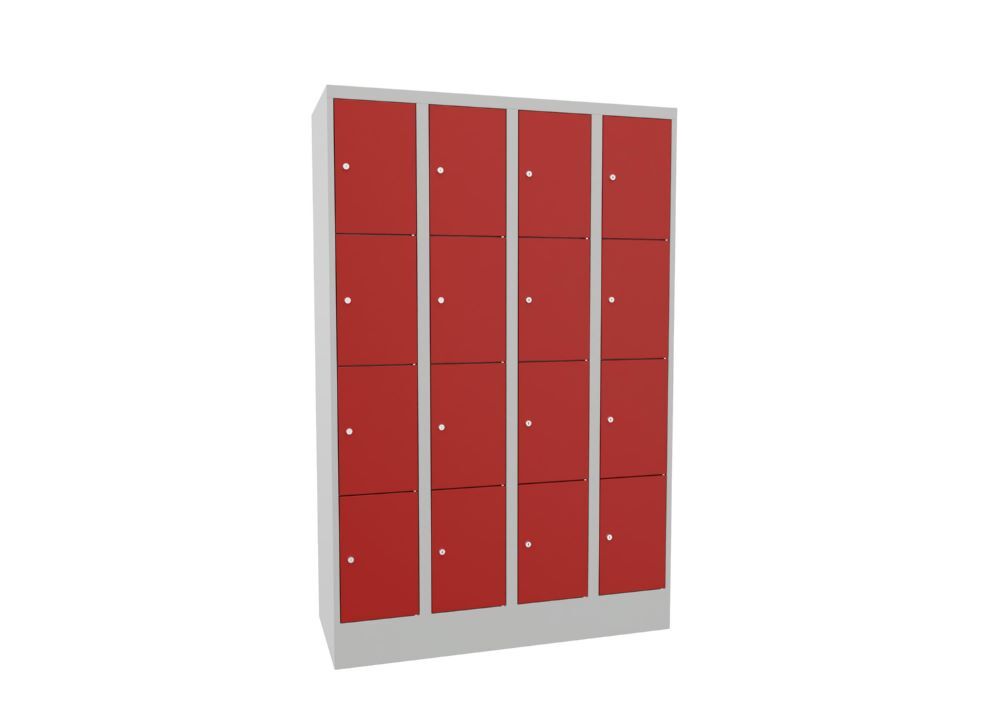 Produktbild Schließfachschrank mit Sockel, 1850x1200x500 mm, 16 Fächer, RAL 7035/3000 bild 2