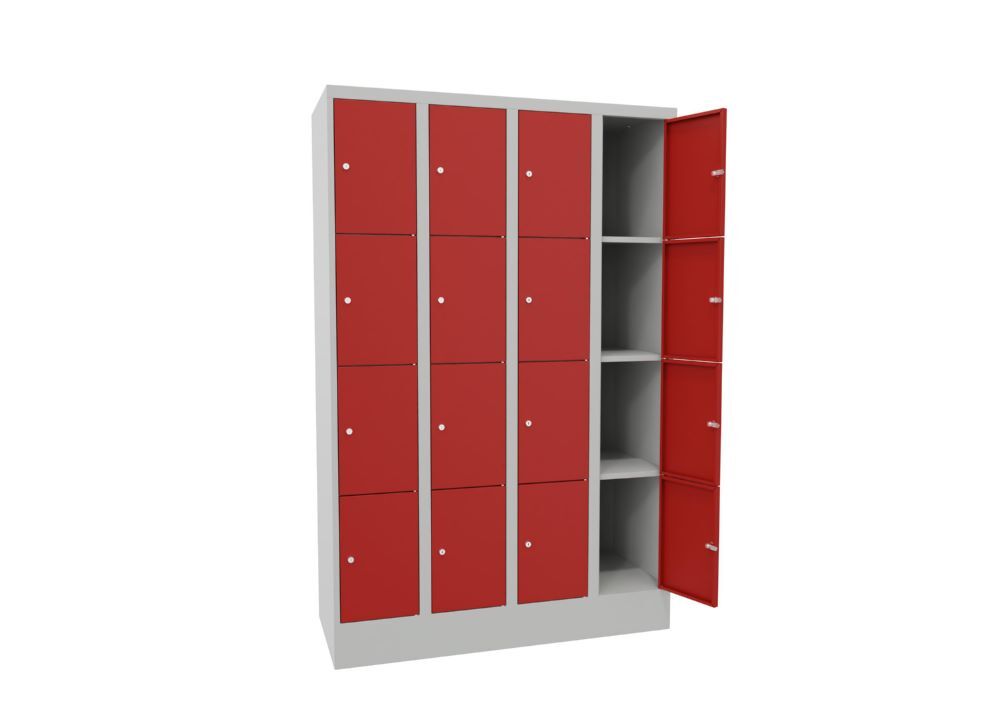 Produktbild PAVOY Schließfachschrank mit Sockel 1850x1200x500 mm 16 Fächer RAL 7035/3000
