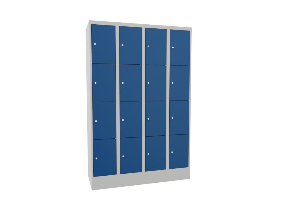 Produktbild Schließfachschrank mit Sockel, 1850x1200x500 mm, 16 Fächer, RAL 7035/5010 bild 2