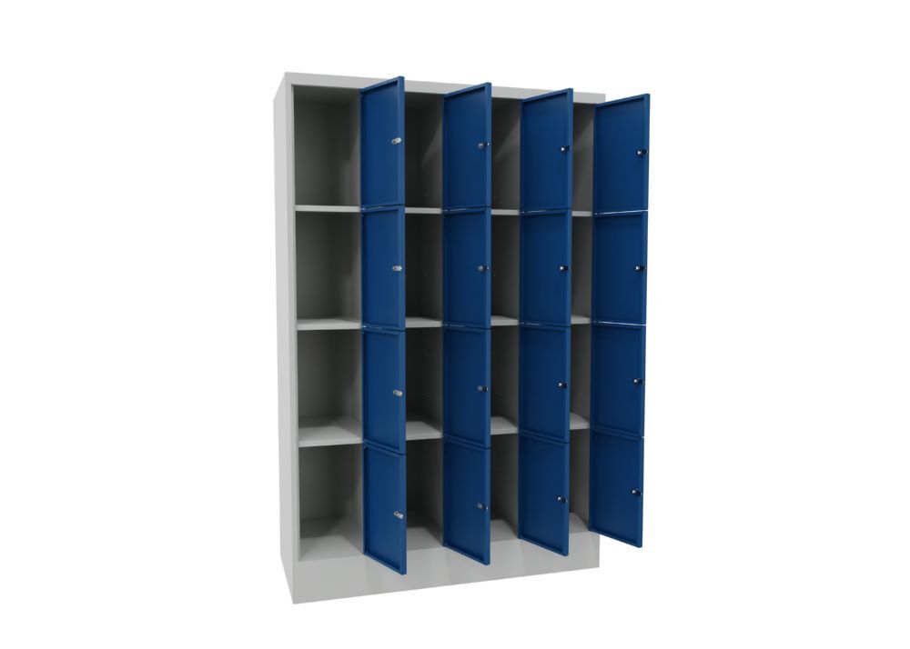 Produktbild PAVOY Schließfachschrank mit Sockel 1850x1200x500 mm 16 Fächer RAL 7035/5010