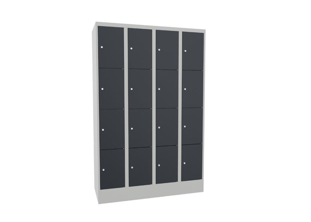 Produktbild Schließfachschrank mit Sockel, 1850x1200x500 mm, 16 Fächer, RAL 7035/7016 bild 2