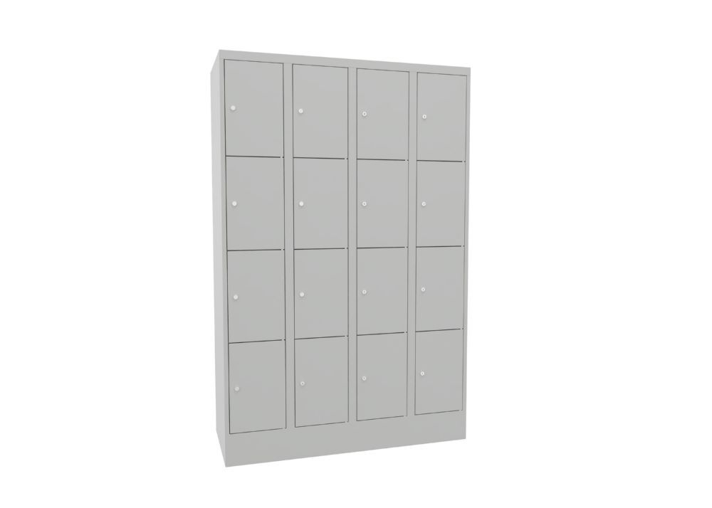 Produktbild Schließfachschrank mit Sockel, 1850x1200x500 mm, 16 Fächer, RAL 7035 bild 2