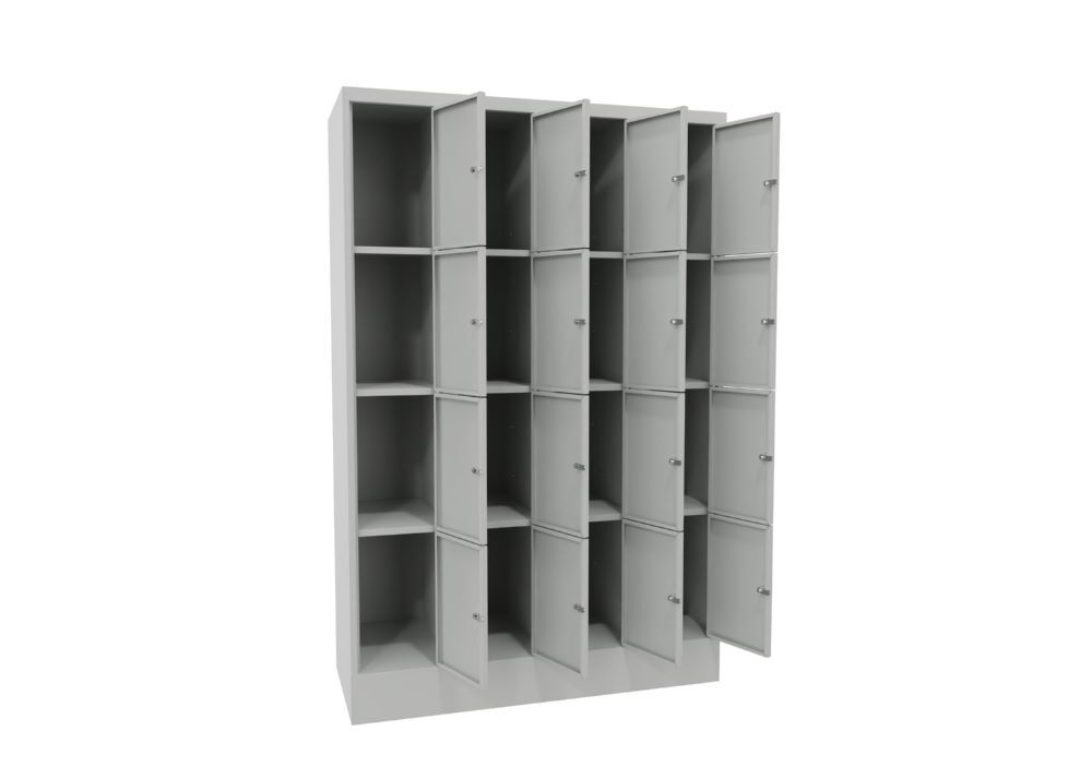 Produktbild PAVOY Schließfachschrank mit Sockel 1850x1200x500 mm 16 Fächer RAL 7035