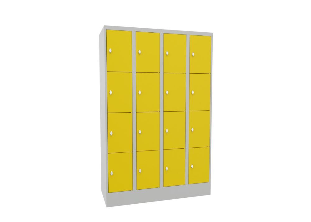 Produktbild Schließfachschrank mit Sockel, 1850x1200x500 mm, 16 Fächer, RAL 7035/1018 bild 2