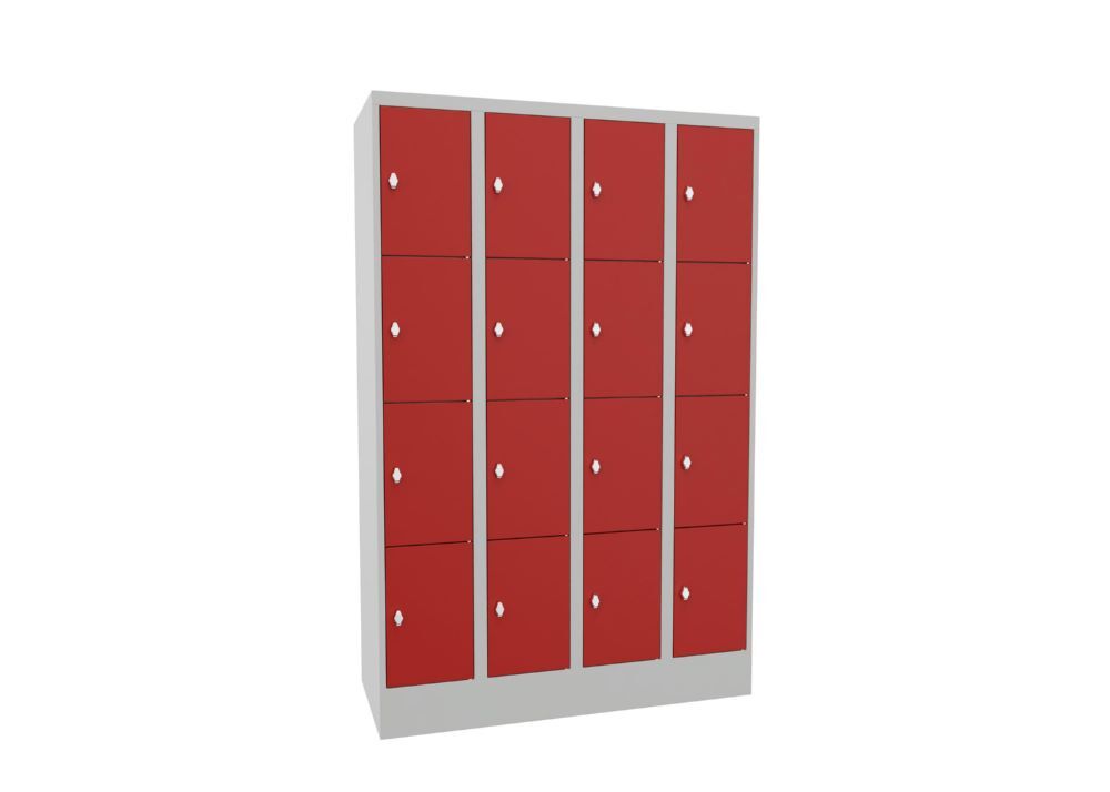 Produktbild Schließfachschrank mit Sockel, 1850x1200x500 mm, 16 Fächer, RAL 7035/3000 bild 2