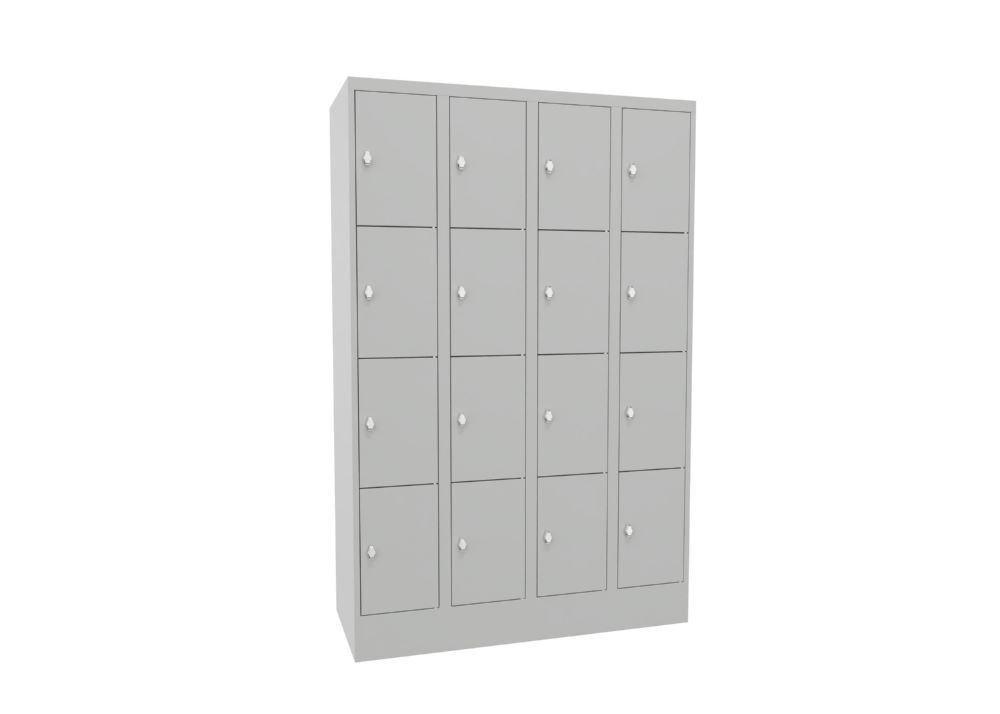 Produktbild Schließfachschrank mit Sockel, 1850x1200x500 mm, 16 Fächer, RAL 7035 bild 2