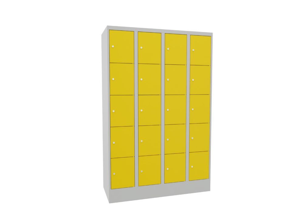 Produktbild Schließfachschrank mit Sockel, 1850x1200x500 mm, 20 Fächer, RAL 7035/1018 bild 2