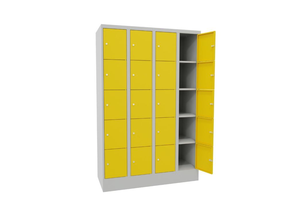 Produktbild PAVOY Schließfachschrank mit Sockel 1850x1200x500 mm 20 Fächer RAL 7035/1018