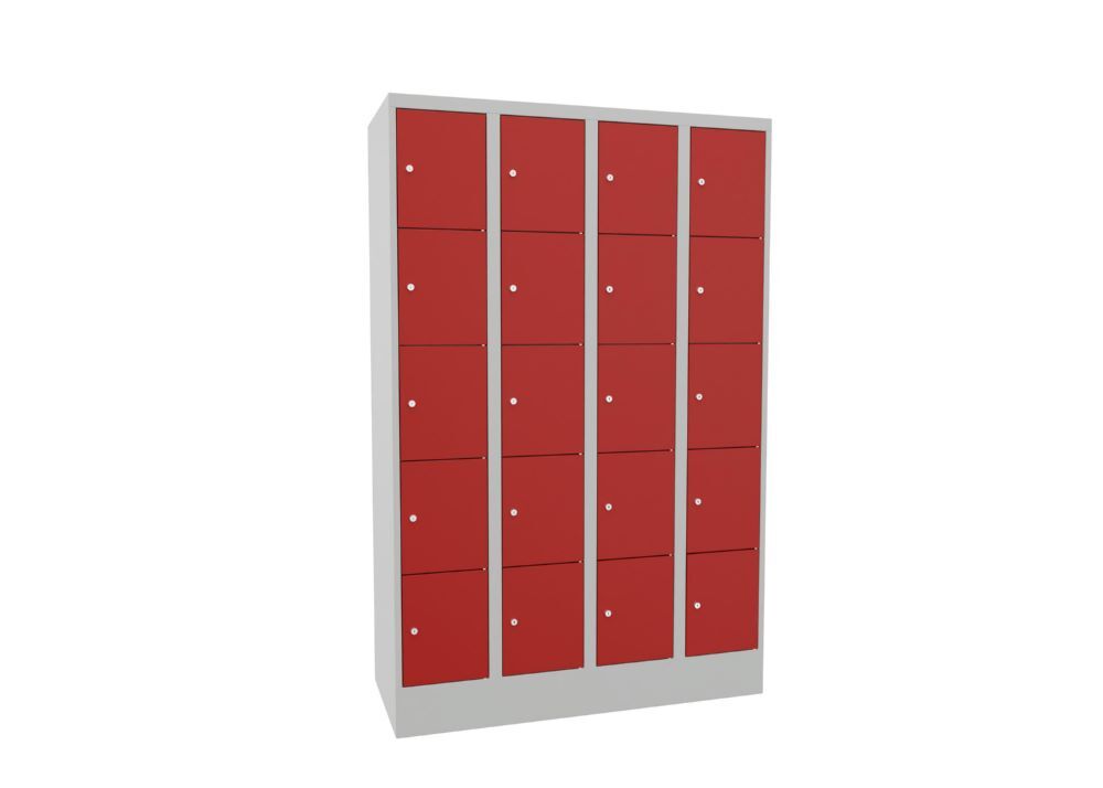 Produktbild Schließfachschrank mit Sockel, 1850x1200x500 mm, 20 Fächer, RAL 7035/3000 bild 2