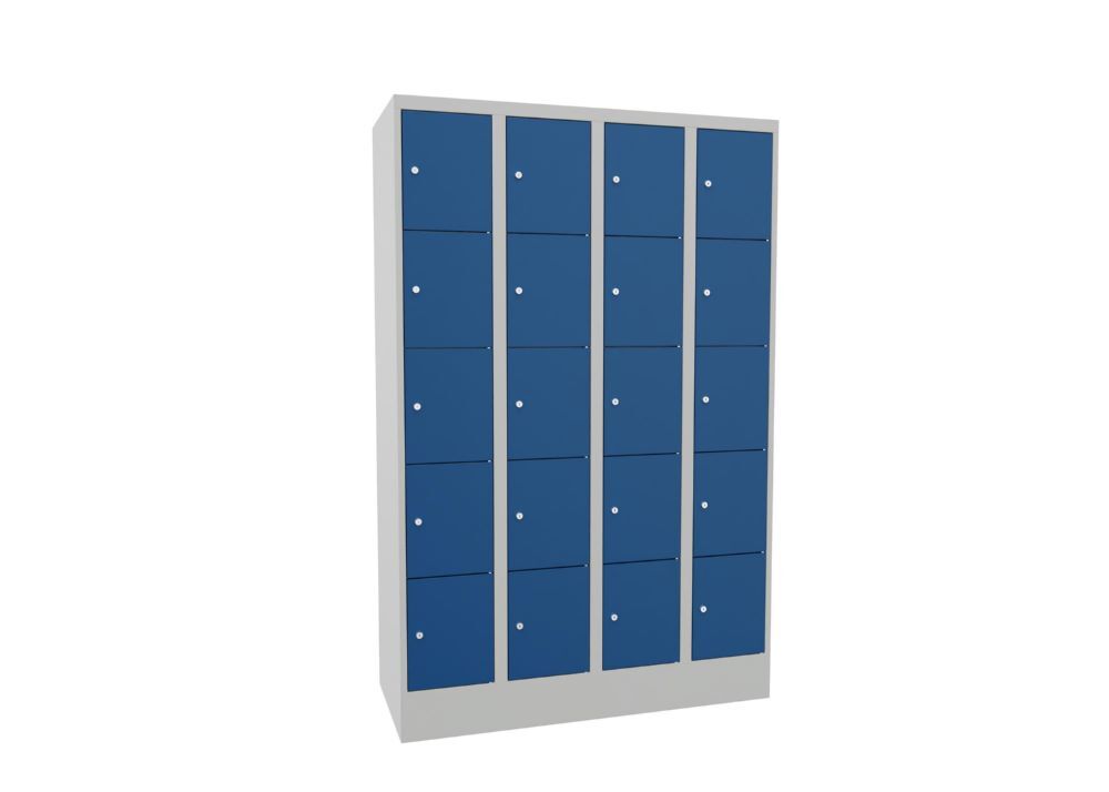 Produktbild Schließfachschrank mit Sockel, 1850x1200x500 mm, 20 Fächer, RAL 7035/5010 bild 2