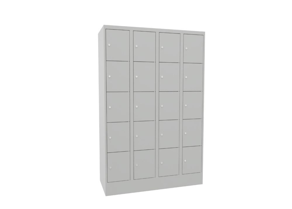 Produktbild Schließfachschrank mit Sockel, 1850x1200x500 mm, 20 Fächer, RAL 7035 bild 2