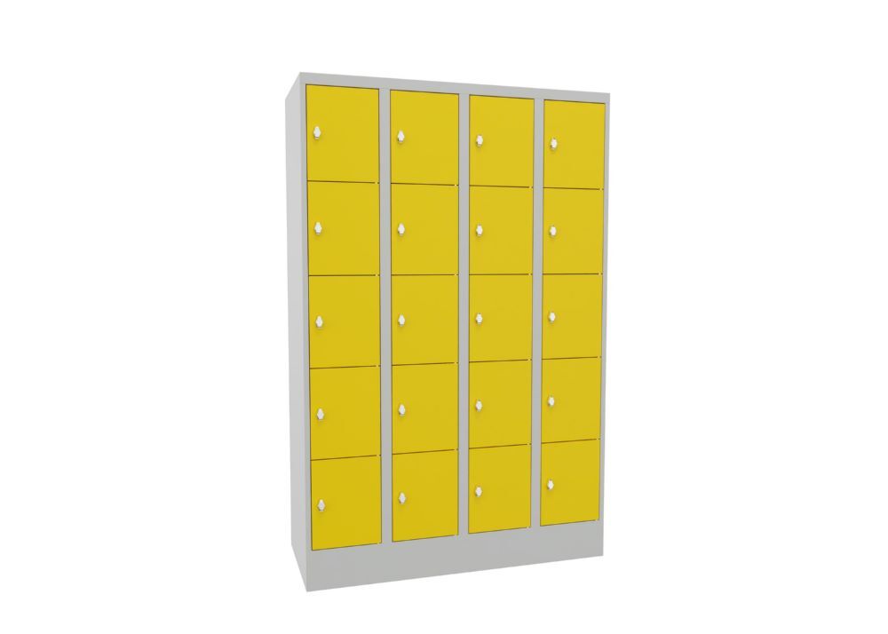 Produktbild Schließfachschrank mit Sockel, 1850x1200x500 mm, 20 Fächer, RAL 7035/1018 bild 2