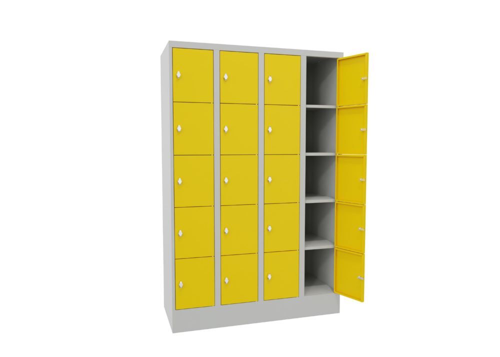 Produktbild PAVOY Schließfachschrank mit Sockel 1850x1200x500 mm 20 Fächer RAL 7035/1018