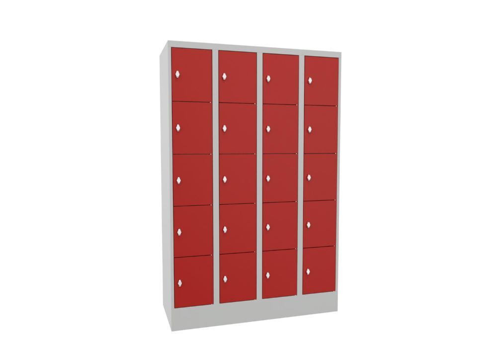 Produktbild Schließfachschrank mit Sockel, 1850x1200x500 mm, 20 Fächer, RAL 7035/3000 bild 2