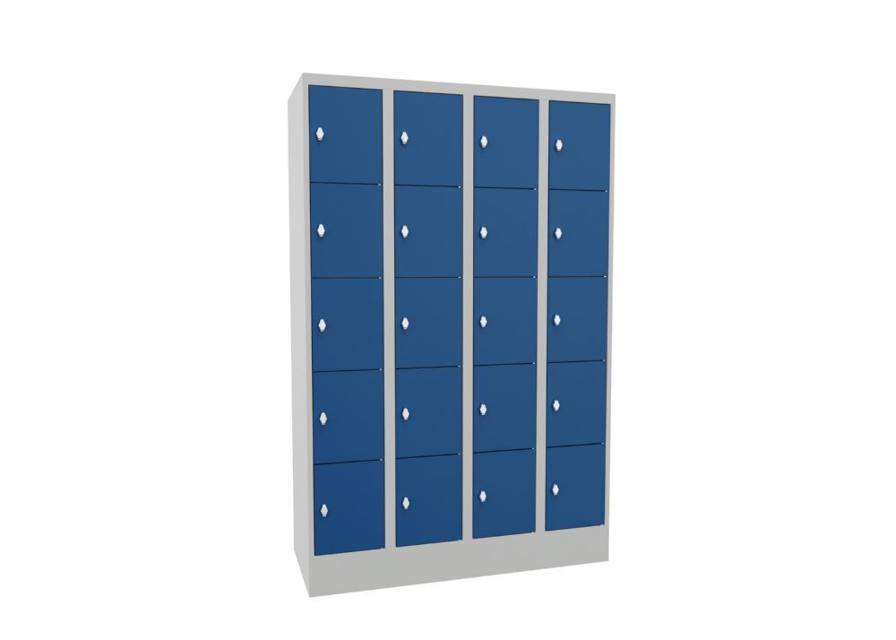 Produktbild Schließfachschrank mit Sockel, 1850x1200x500 mm, 20 Fächer, RAL 7035/5010 bild 2