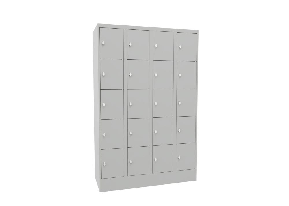 Produktbild Schließfachschrank mit Sockel, 1850x1200x500 mm, 20 Fächer, RAL 7035 bild 2