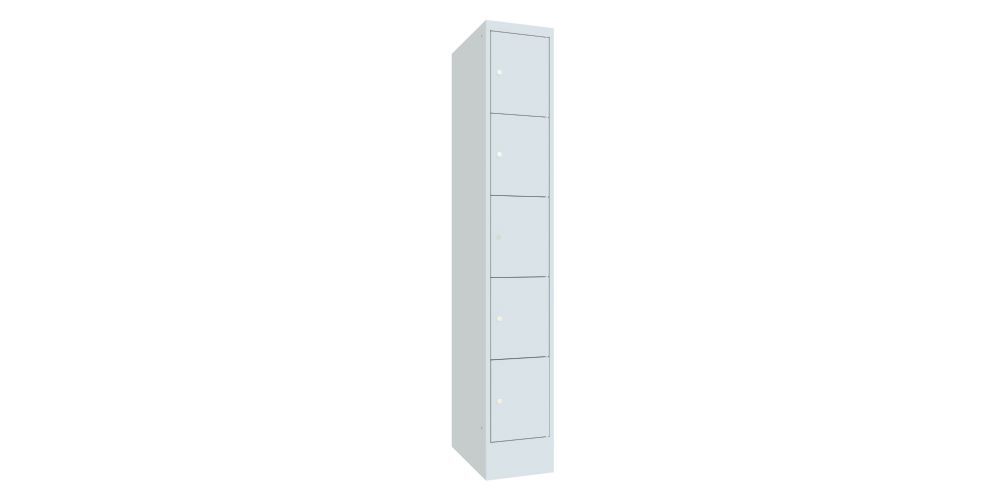 Produktbild Schließfachschrank mit Sockel, 1850x300x500 mm, 5 Fächer, RAL 7035 Lichtgrau bild 2