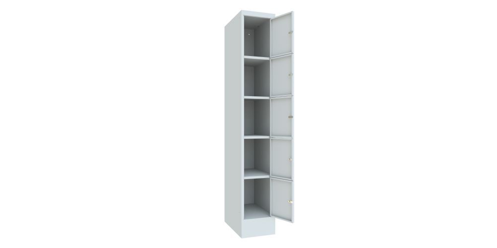 Produktbild Schließfachschrank mit Sockel, 1850x300x500 mm, 5 Fächer, RAL 7035 Lichtgrau bild 3
