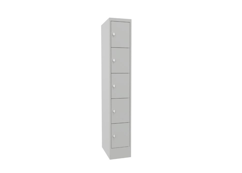 Produktbild Schließfachschrank mit Sockel, 1850x300x500 mm, 5 Fächer, RAL 7035 Lichtgrau bild 2