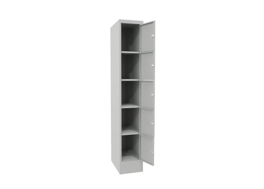 Produktbild Schließfachschrank mit Sockel, 1850x300x500 mm, 5 Fächer, RAL 7035 Lichtgrau bild 3