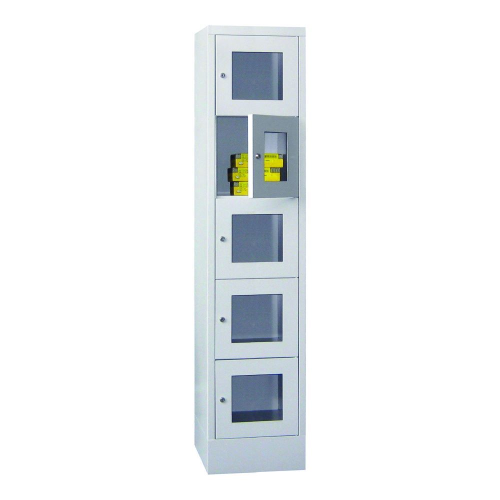 Produktbild PAVOY Schließfachschrank mit Sockel 1850x400x500 mm 5 Fächer RAL 7035 Lichtgrau
