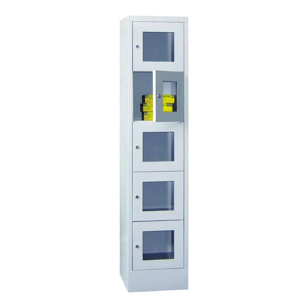Produktbild PAVOY Schließfachschrank mit Sockel 1850x400x500 mm 5 Fächer RAL 7035 Lichtgrau