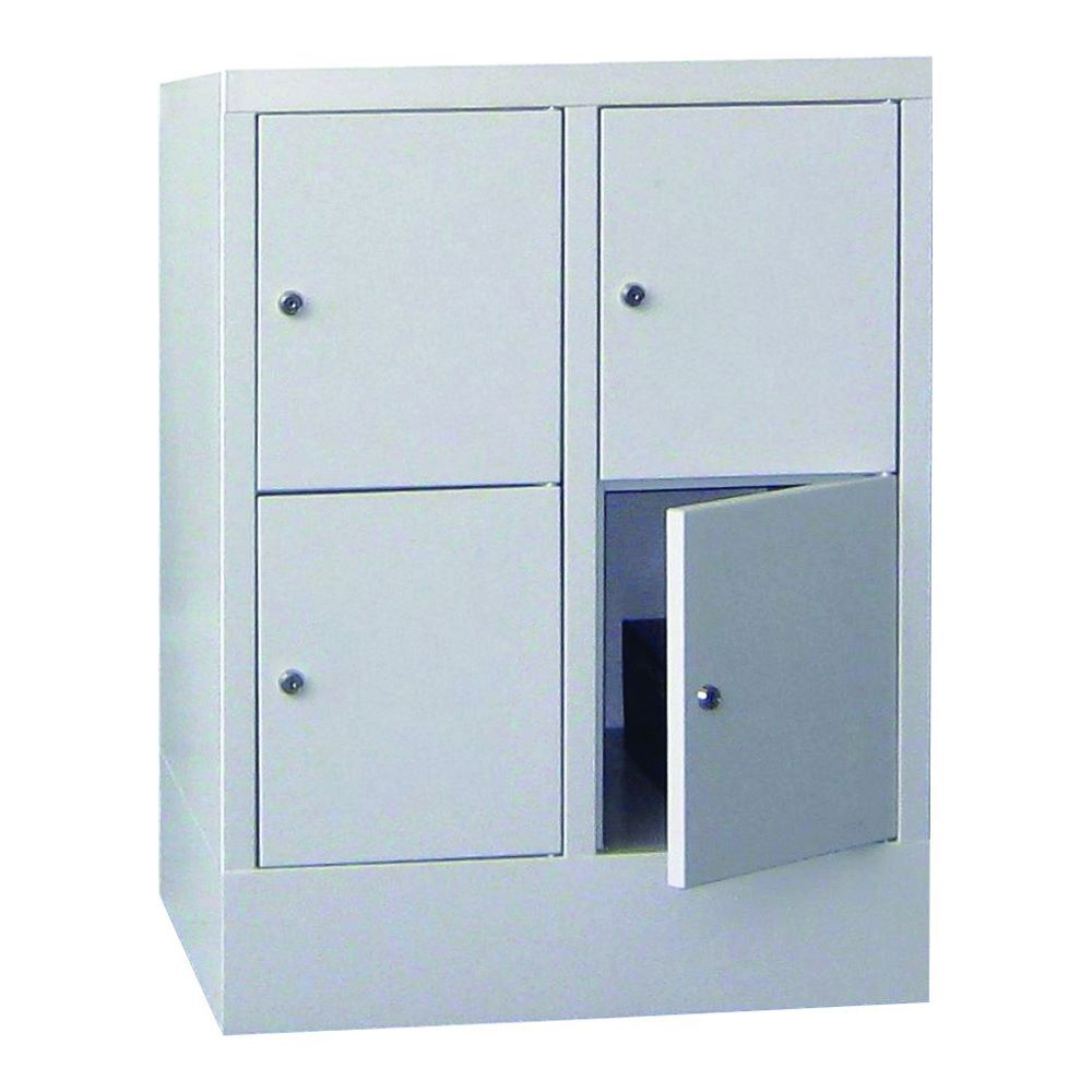 Produktbild PAVOY Schließfachschrank mit Sockel 855x600x500 mm 4 Fächer RAL 7035 Lichtgrau