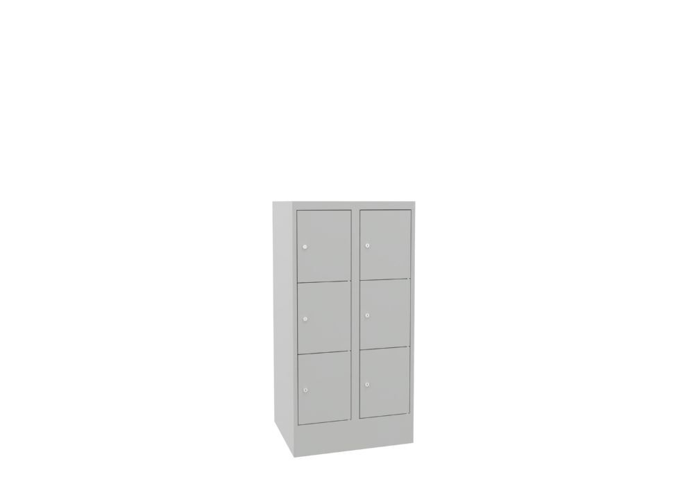 Produktbild Schließfachschrank mit Sockel, 1187x600x500 mm, 6 Fächer, RAL 7035 Lichtgrau bild 2