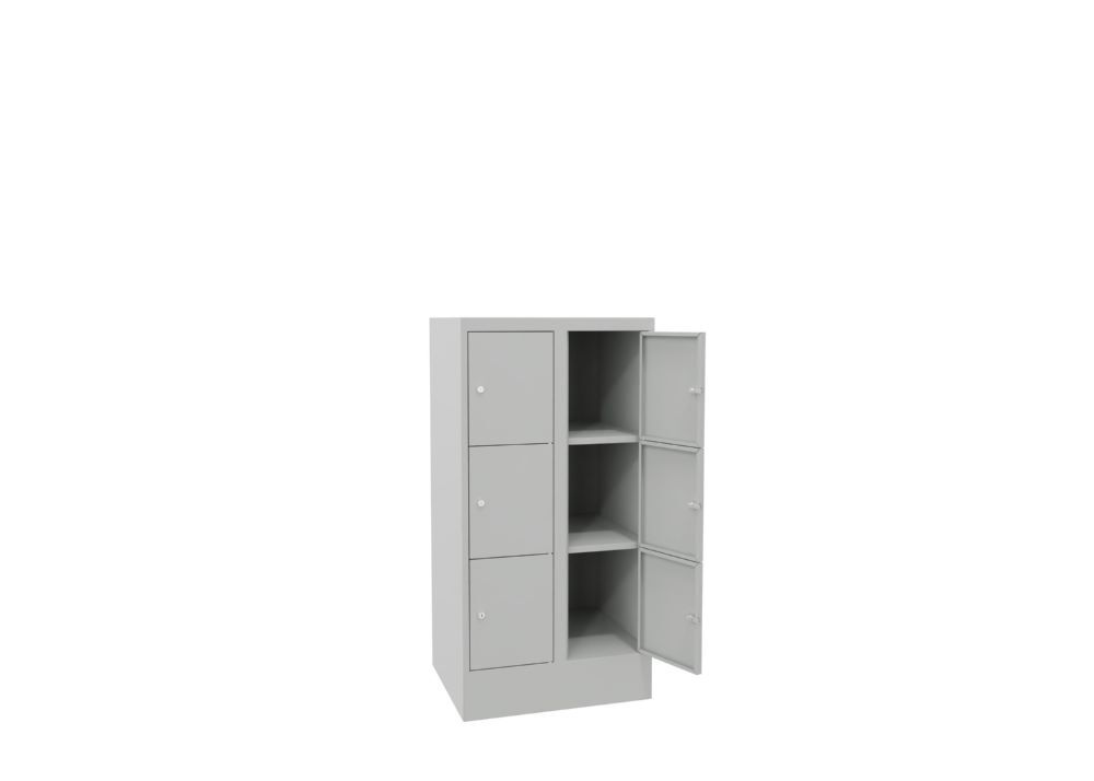 Produktbild Schließfachschrank mit Sockel, 1187x600x500 mm, 6 Fächer, RAL 7035 Lichtgrau bild 3